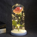 Luminária led com rosas da bela e a fera com base de vidro - Fasho